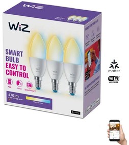 WiZ KÉSZLET 3x LED Dimmelhető izzó C37 E14/4,9W/230V 2700-6500K CRI 90 Wi-Fi - WiZ WI0127