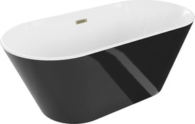 Luxury Flavia szabadon álló fürdökád akril  160 x 74 cm, fehér/fekete,  leeresztö arany - 54031608075-G Térben álló kád