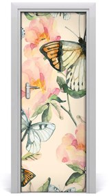 Ajtóposzter öntapadós Rózsák és pillangók 75x205 cm