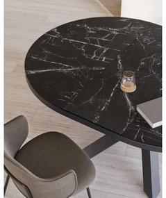 Fekete kerek bővíthető étkezőasztal kerámia asztallappal ø 160 cm Vashti – Kave Home