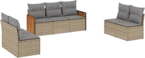 vidaXL 7 részes bézs polyrattan kerti ülőgarnitúra párnákkal