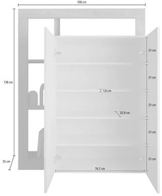 LENOR szekrény, fehér/betonhatású szürke