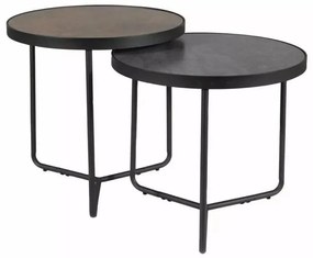 Kisasztalok PENELOPE készlet 2 db Ø 50 cm, barna/fekete