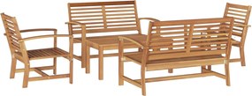 vidaXL Kerti Kanapé Szett 5 pcs Természetes Tömör Teakfa