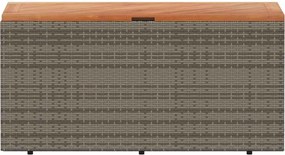 Szürke Polyrattan És Akácfa Kerti Tárolóláda 110 X 50 X 54 Cm