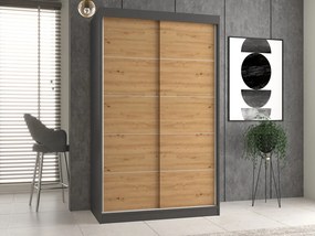Aldabra IGA 120 C tolóajtós gardróbszekrény 120x61x200, díszcsíkos, antracit- tölgy