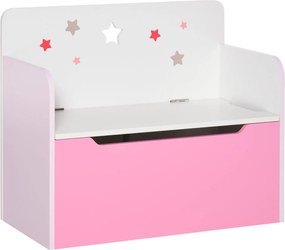 HOMCOM 2 az 1-ben Fa Játék Tároló Padló Gyermekeknek 3-6 Éveseknek, 60x30x50 cm, Rózsaszín | Aosom