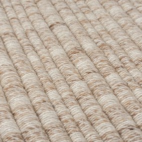 Bézs kézi szövésű gyapjúkeverék szőnyeg 120x170 cm Rene Fringed Ribbed – Flair Rugs