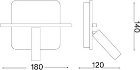 Ideal Lux - LED fali spotlámpa PIANO LED/10W/230V CRI 90 USB fehér