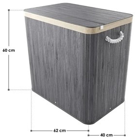 Juskys Curly bambusz kosár 150 L - szürke