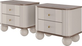 Vesper éjjeliszekrény készlet 56 cm - kasmír / diófa / arany fogantyúk / gömb alakú lábak
