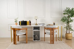 Íróasztal Twin Study Desk - Fehér, Arany