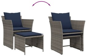 szürke polyrattan kerti szék lábtartóval