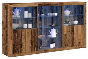 Oldalfal LED fényekkel Régi fa 181.5x37x100 cm Mérnöki fa
