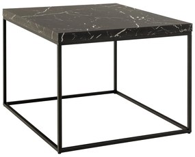 Fekete dohányzóasztal márvány dekoros asztallappal 60x60 cm Barossa – Actona