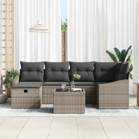 Kerti Kanapé Szett 7 pcs Szürke 55 x 62 x 69 cm Poli rattan