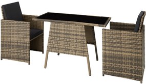 tectake 403733 lausanne rattan kerti bútorkészlet 2+1 - természetes