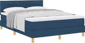 vidaXL Boxrugós ágy matracmal fejtámlával Kék 160 x 200 cm szövet