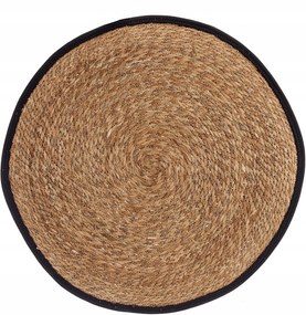 Fonott Szőnyeg Kerek Barna, Fekete Szegéllyel Tengeri Fű Naro 80 CM