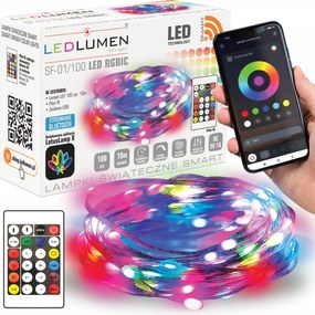 LED-es kültéri fényfüzér 10m kerti fényfüzér Smart távirányító Usb Rgb