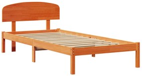 Ágykeret Fejtámlával Gyantázott Barna 100x200 cm Tömör fa Fenyő