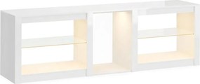 TV-szekrény RGB LED világítással, modern, fehér