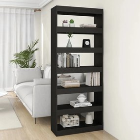 fekete szerelt fa térelválasztó könyvszekrény 80x30x198 cm