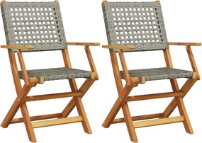vidaXL 2 db szürke tömör akácfa és polyrattan kerti szék