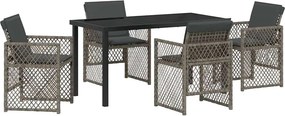 vidaXL Kert étkező szett 5 pcs Szürke polirattan