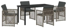 vidaXL Kert étkező szett 5 pcs Szürke polirattan