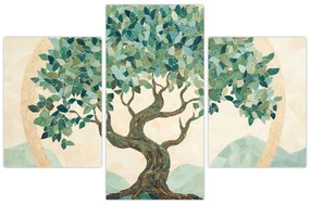 Kép – Elegáns mozaik fával (90x60 cm)