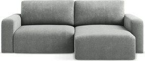 Szürke zsenília kinyitható-tárolóhelyes sarokkanapé (jobb oldali-heverő résszel) Kona – Makamii