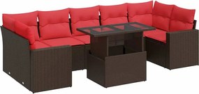 vidaXL 8 részes barna polyrattan akácfa kerti ülőgarnitúra párnákkal