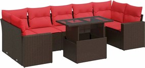 vidaXL 8 részes barna polyrattan akácfa kerti ülőgarnitúra párnákkal