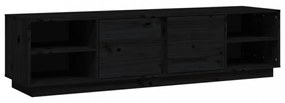 fekete tömör fenyőfa TV-szekrény 156 x 40 x 40 cm