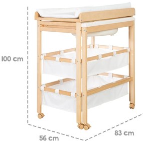 Fehér-natúr színű pelenkázó feltét nyírfa dekorral Baby Pool – Roba