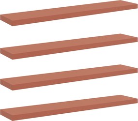 vidaXL Falpolc Falra szerelhető 4 pcs Piros 120 x 23,5 x 4 cm Faanyag