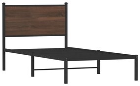 barna tölgy színű fém ágykeret matrac nélkül 90 x 200 cm