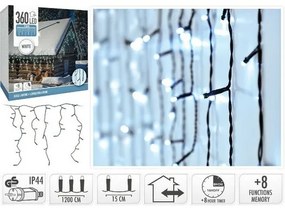 Jégcsap fényfüzér 12 m, 360 LED, hideg fehér
