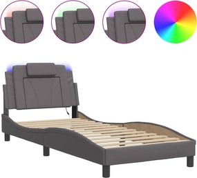 vidaXL szürke ágykeret Viana LED-ekkel matrac nélkül 90x190 cm