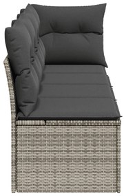 4 személyes szürke polyrattan kerti kanapé párnával