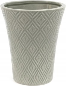 Virágtartó Szürke Kerámia 12x11cm Díszített Kerek