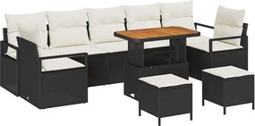 vidaXL Kerti Kanapé Szett párnával 10 pcs Fekete polirattan