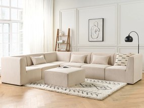 Bézs kordbársony ottomán 83 x 41 cm LEMVIG Beliani
