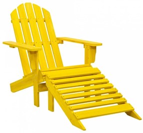 Sárga tömör fenyőfa kerti adirondack szék zsámollyal