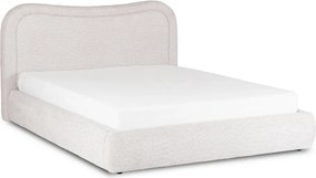 HAGA ágy 160x200 krém bouclé ágyneműtartóval