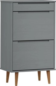 vidaXL MOLDE szürke tömör fenyőfa cipőszekrény 59,5 x 35 x 103 cm