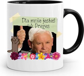 Bögre Fekete Vicces Pis Jaroslaw Kaczynski nyomott mintával