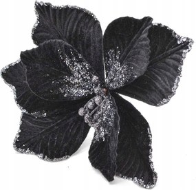 Betlehemi csillag fekete 25cm csúcsos, csillámos karácsonyi dekoráció