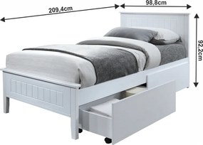 Ágy, fehér, 90x200, MIDEA